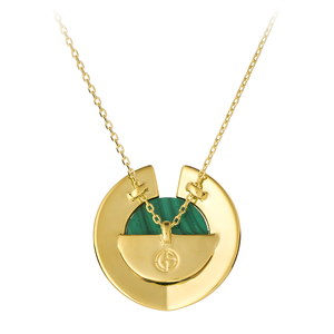 GEMS IN STYLE necklace - Athena Aegis collection, MALACHITE gemstone, 925 Sterling Silver with 14K Gold plating. Modern Minimalist Gemstone Jewellery.