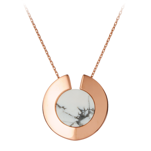 GEMS IN STYLE necklace - Athena Aegis collection, HOWLITE gemstone, 925 Sterling Silver with 14K Rose Gold plating. Modern Minimalist Gemstone Jewellery.