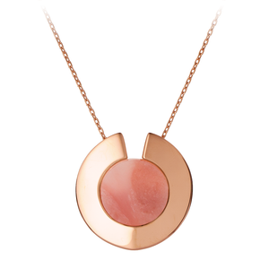 GEMS IN STYLE necklace - Athena Aegis collection, PINK OPAL gemstone, 925 Sterling Silver with 14K Rose Gold plating. Modern Minimalist Gemstone Jewellery.