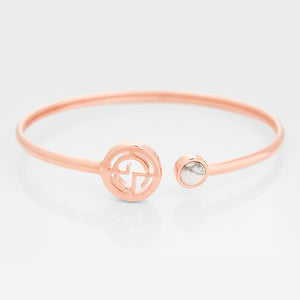GEMS IN STYLE cuff - Signature collection, HOWLITE gemstone, 925 Sterling Silver with 14K Rose Gold plating. Modern Minimalist Gemstone Jewellery.