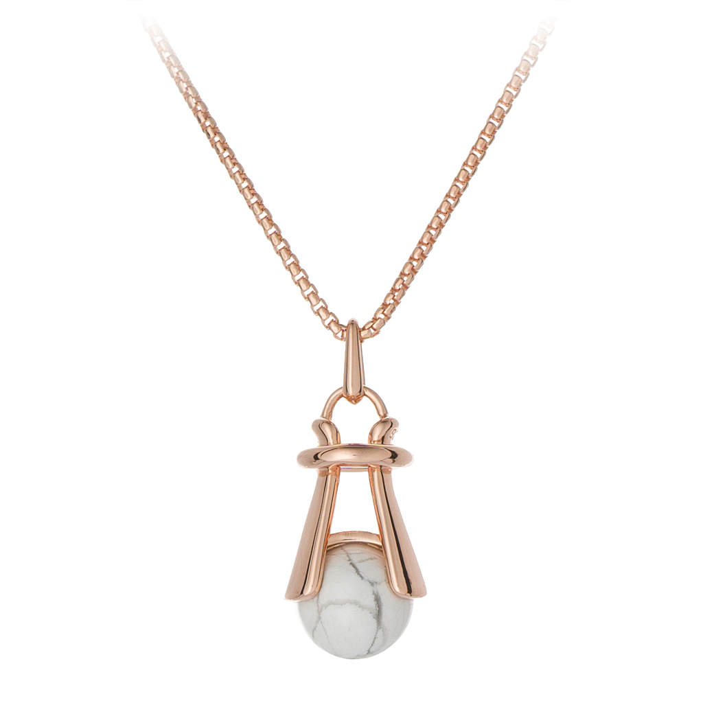 GEMS IN STYLE necklace - Angel Love collection, Howlite gemstone, 925 Sterling Silver with 14K Rose Gold plating