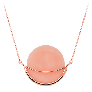 GEMS IN STYLE necklace - Dancing Orbit collection, PINK OPAL gemstone, 925 Sterling Silver with 14K Rose Gold plating. Modern Minimalist Gemstone Jewellery.