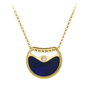 GEMS IN STYLE necklace - Double Agent collection, LAPIS LAZULI and HOWLITE gemstones, 925 Sterling Silver with 14K Gold plating. Modern Minimalist Gemstone Jewellery.