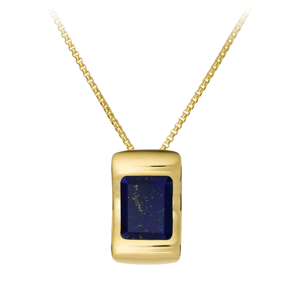 GEMS IN STYLE necklace - Enigma collection, LAPIS LAZULI gemstone, 925 Sterling Silver with 14K Gold plating. Modern Minimalist Gemstone Jewellery.