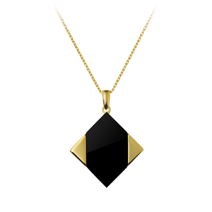 GEMS IN STYLE necklace - Magic Quad collection, ONYX gemstone, 925 Sterling Silver with 14K Gold plating. Modern Minimalist Geometric Gemstone Jewellery.
