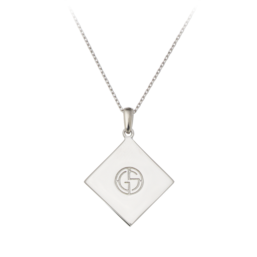 GEMS IN STYLE necklace - Magic Quad collection, ONYX gemstone, 925 Sterling Silver with Rhodium plating. Modern Minimalist Geometric Gemstone Jewellery.