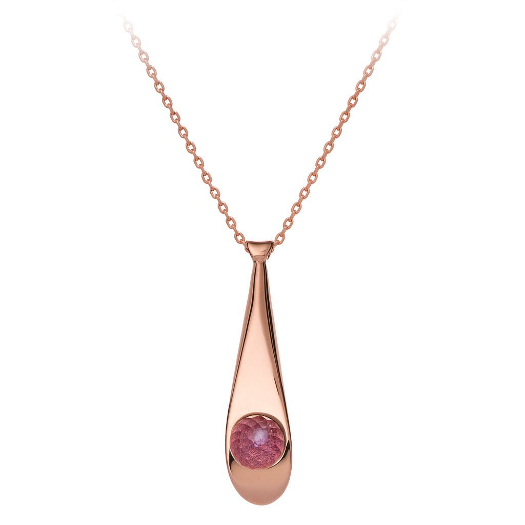 GEMS IN STYLE necklace - Morning Dew collection, AMETHYST gemstone, 925 Sterling Silver with 14K Rose Gold plating. Modern Minimalist Gemstone Jewellery.