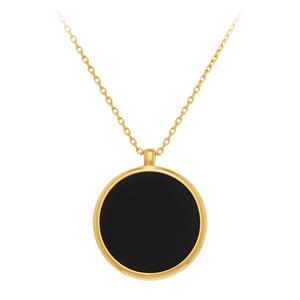 GEMS IN STYLE necklace - Signature collection, ONYX gemstone, 925 Sterling Silver with 14K Gold plating. Modern Minimalist Gemstone Jewellery.