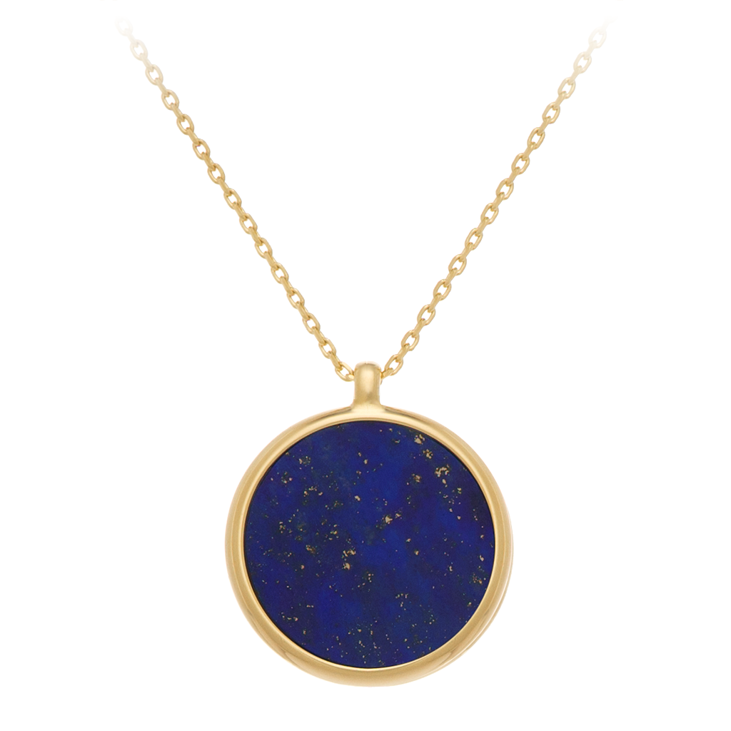 GEMS IN STYLE necklace - Signature collection, LAPIS LAZULI gemstone, 925 Sterling Silver with 14K Gold plating. Modern Minimalist Gemstone Jewellery.