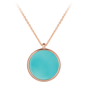 GEMS IN STYLE necklace - Signature collection, TURQUOISE gemstone, 925 Sterling Silver with 14K Rose Gold plating. Modern Minimalist Gemstone Jewellery.