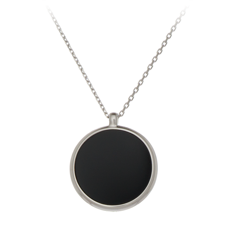 GEMS IN STYLE necklace - Signature collection, ONYX gemstone, 925 Sterling Silver with Rhodium plating. Modern Minimalist Gemstone Jewellery.
